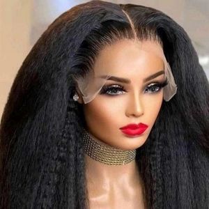 Kinky Yaki Straight Pre-Plucked Brown Blonde Human Hair Lace Wig!!
